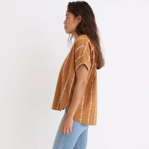 Madewell Lakeline Popover Shirttail Top Jacquard Stripe Large L - Picture 3 of 15